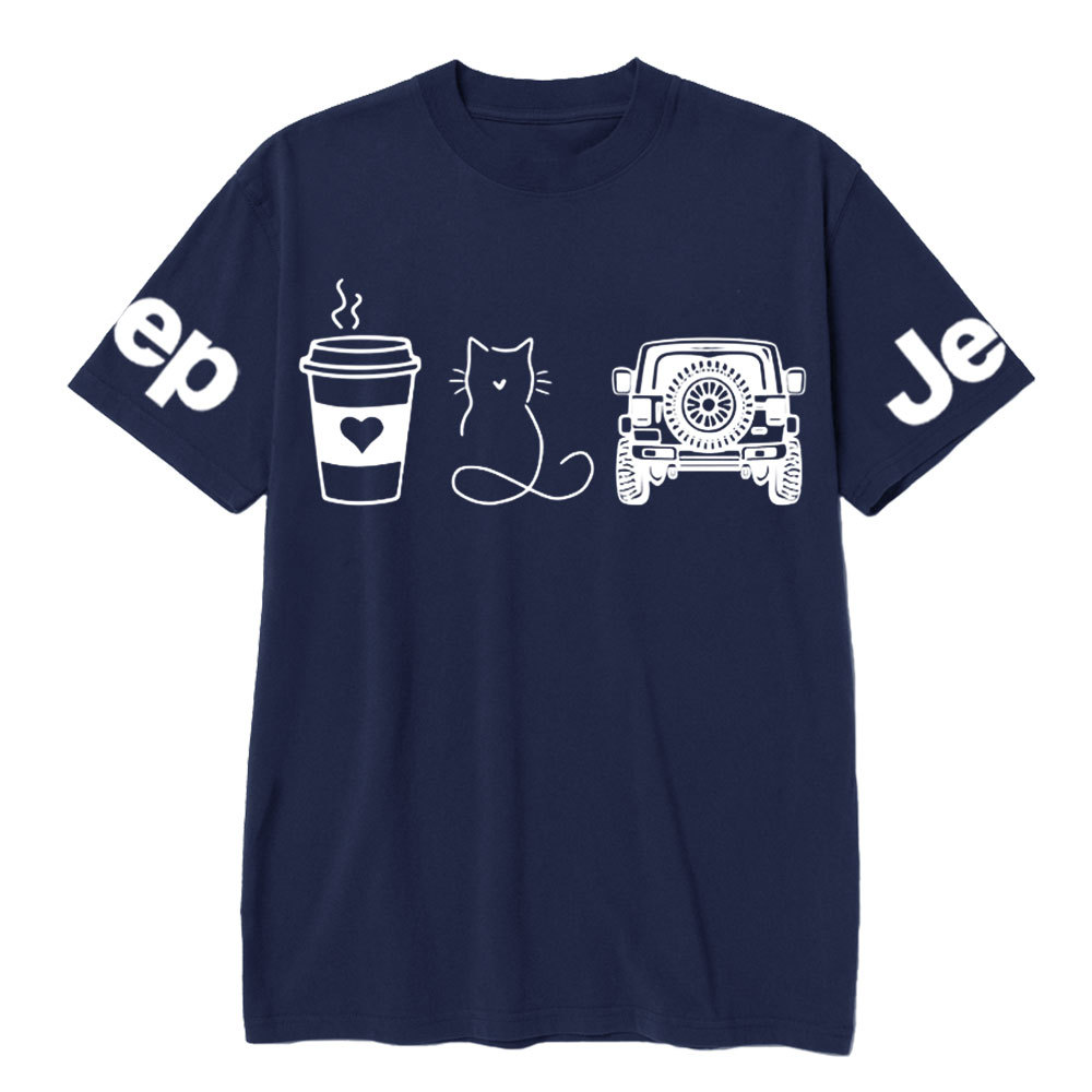 Coffee Jp and Line Art Cat Meow T-Shirt