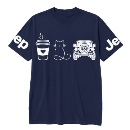 Coffee Jp and Line Art Cat Meow T-Shirt