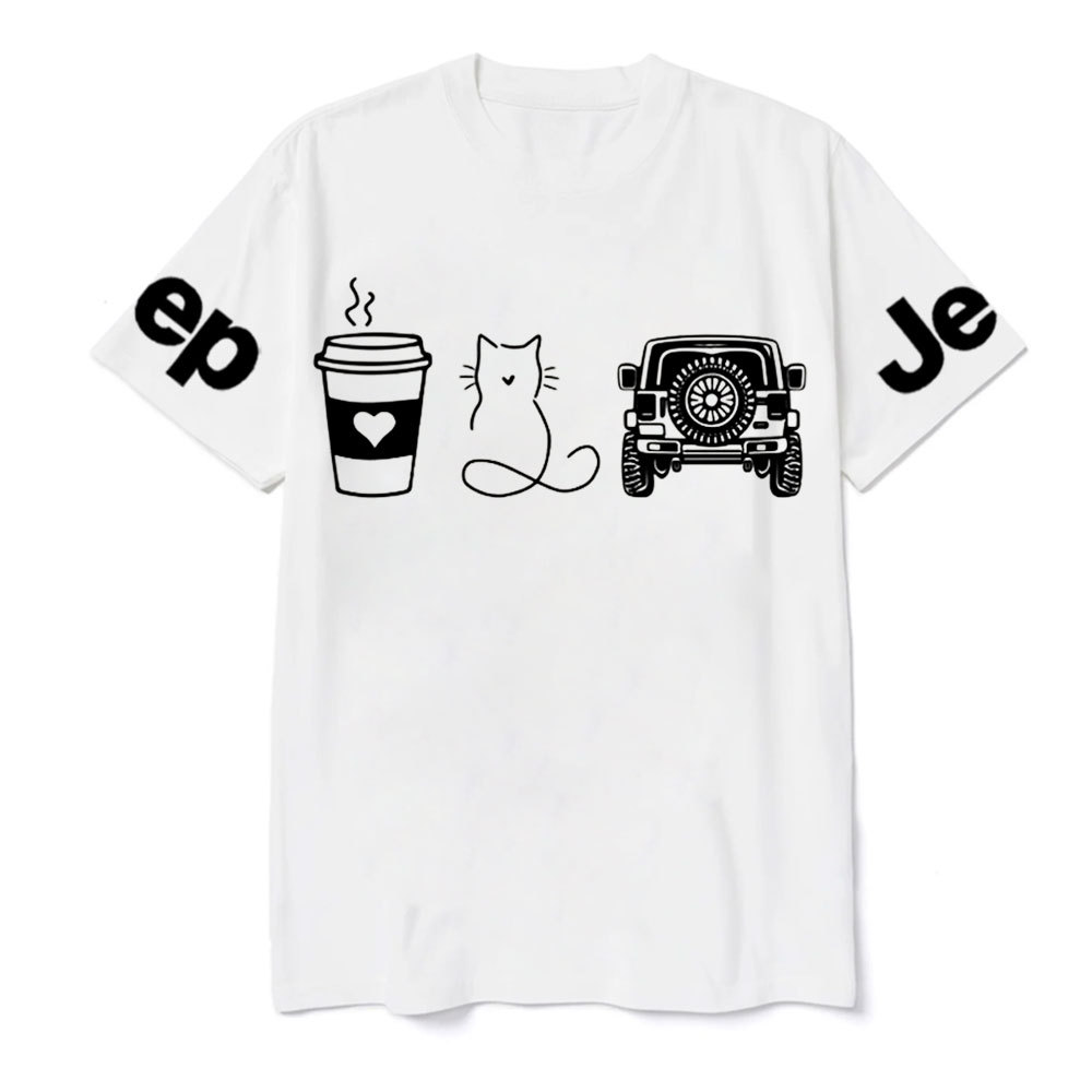 Coffee Jp and Line Art Cat Meow T-Shirt