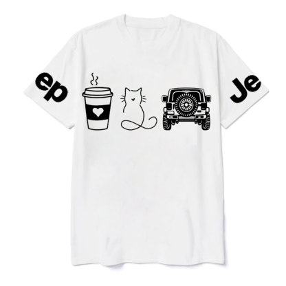 Coffee Jp and Line Art Cat Meow T-Shirt