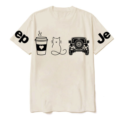 Coffee Jp and Line Art Cat Meow T-Shirt