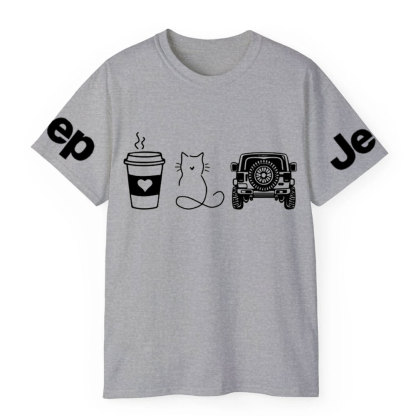 Coffee Jp and Line Art Cat Meow T-Shirt