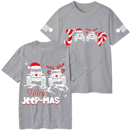 Santa Deer Candy Jp Merry Christmas Double Printed T-Shirt