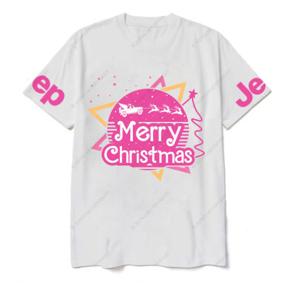 Pink Christmas Sleigh Jp Girl T-Shirt