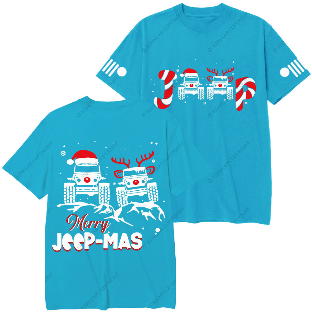 Santa Deer Candy Jp Merry Christmas Double Printed T-Shirt