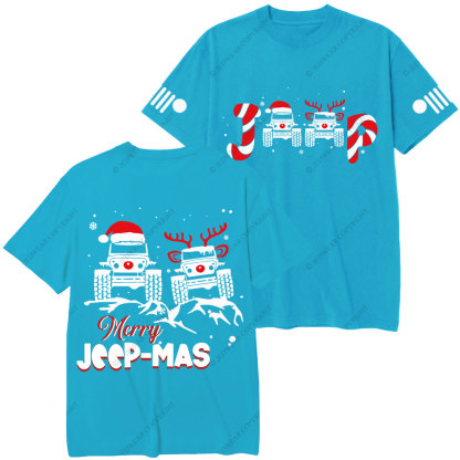 Santa Deer Candy Jp Merry Christmas Double Printed T-Shirt