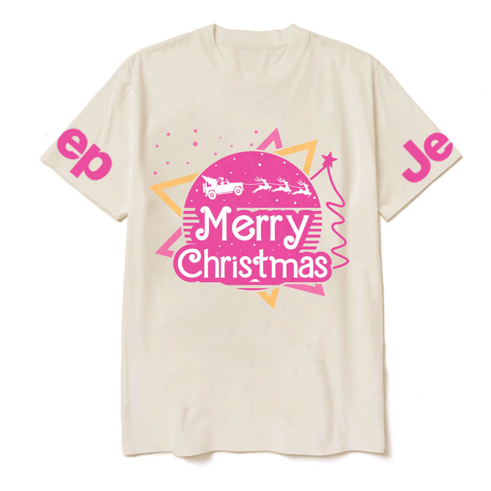 Pink Christmas Sleigh Jp Girl T-Shirt