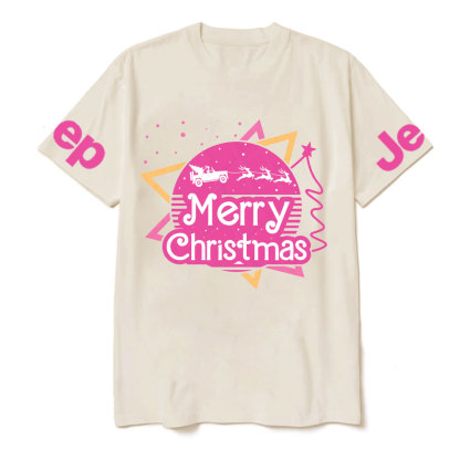 Pink Christmas Sleigh Jp Girl T-Shirt