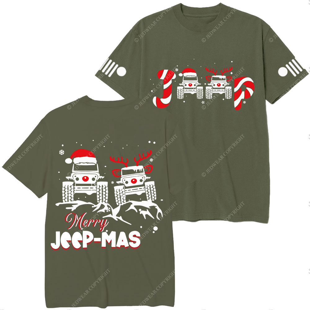Santa Deer Candy Jp Merry Christmas Double Printed T-Shirt