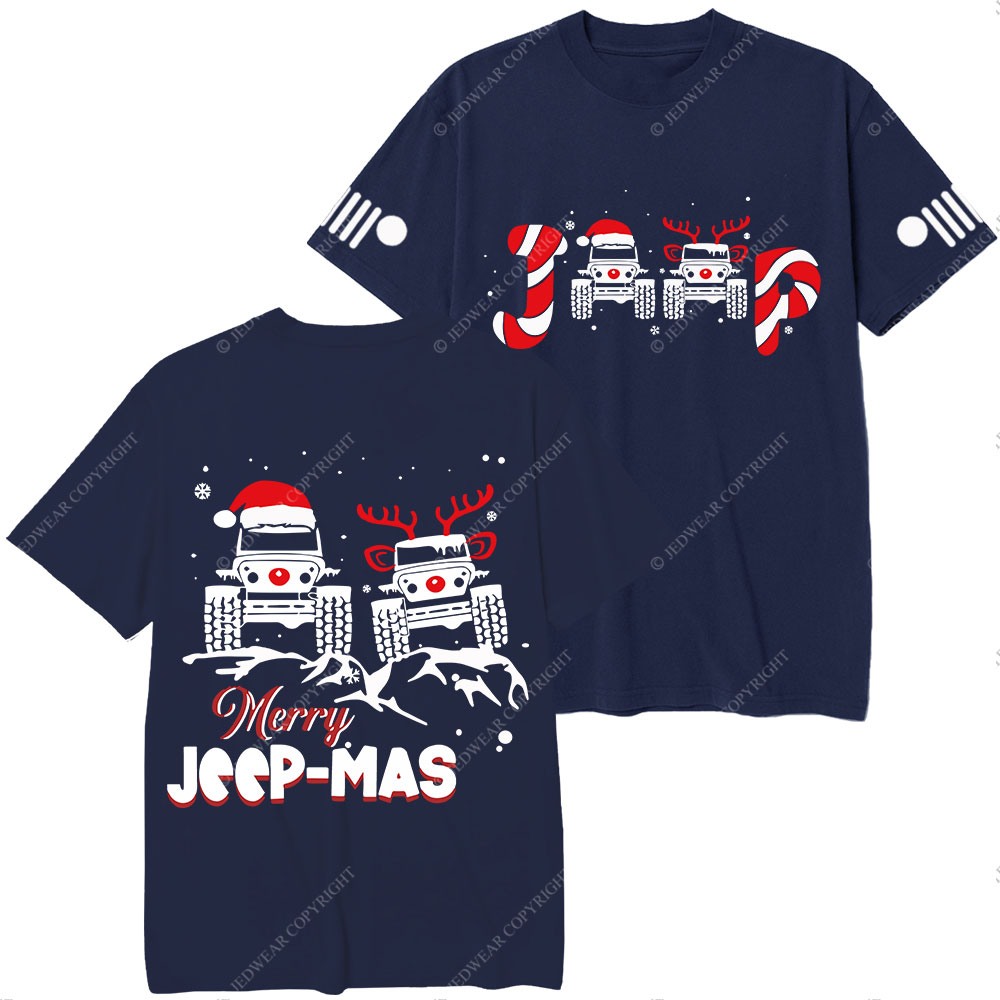 Santa Deer Candy Jp Merry Christmas Double Printed T-Shirt
