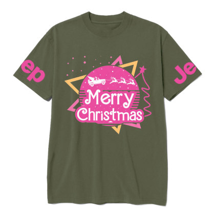 Pink Christmas Sleigh Jp Girl T-Shirt