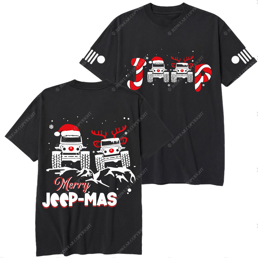 Santa Deer Candy Jp Merry Christmas Double Printed T-Shirt