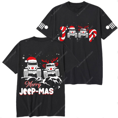 Santa Deer Candy Jp Merry Christmas Double Printed T-Shirt