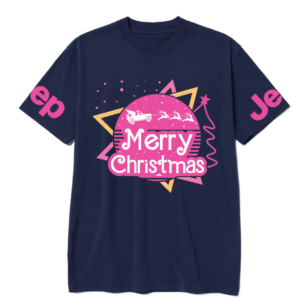 Pink Christmas Sleigh Jp Girl T-Shirt