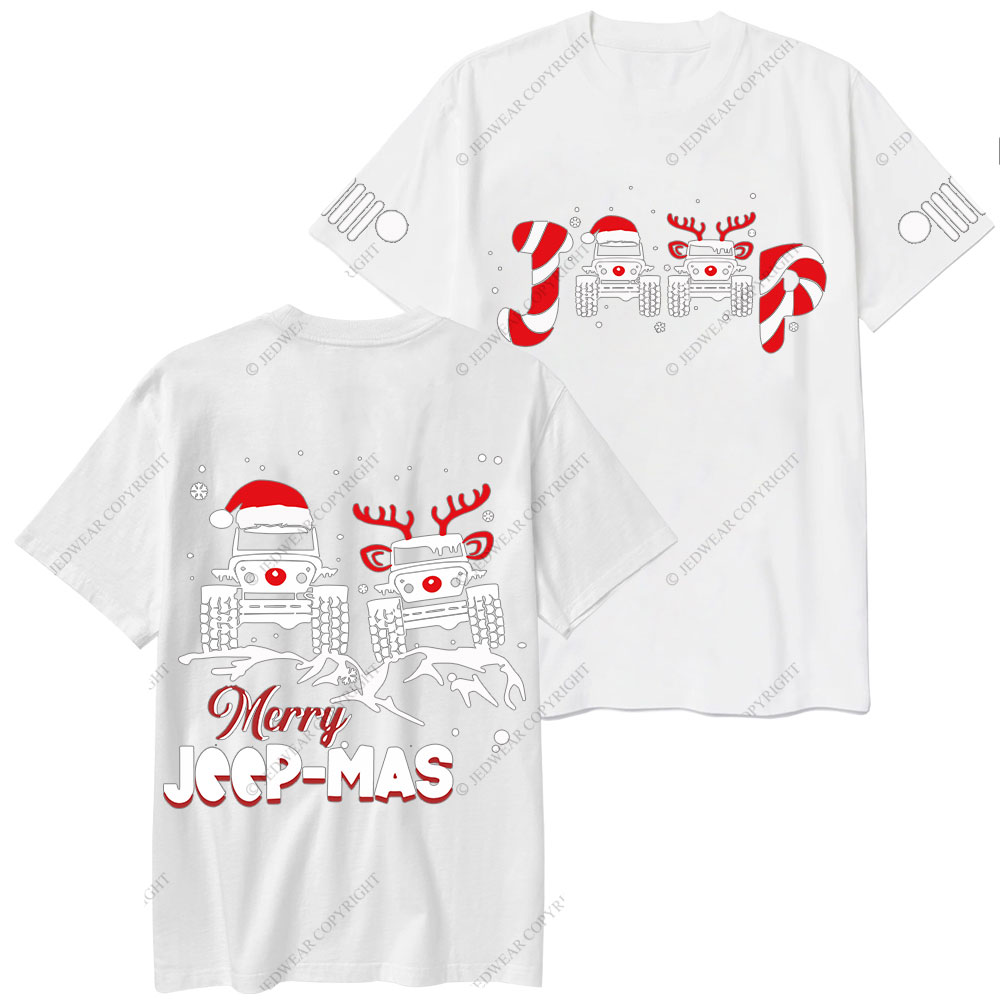 Santa Deer Candy Jp Merry Christmas Double Printed T-Shirt