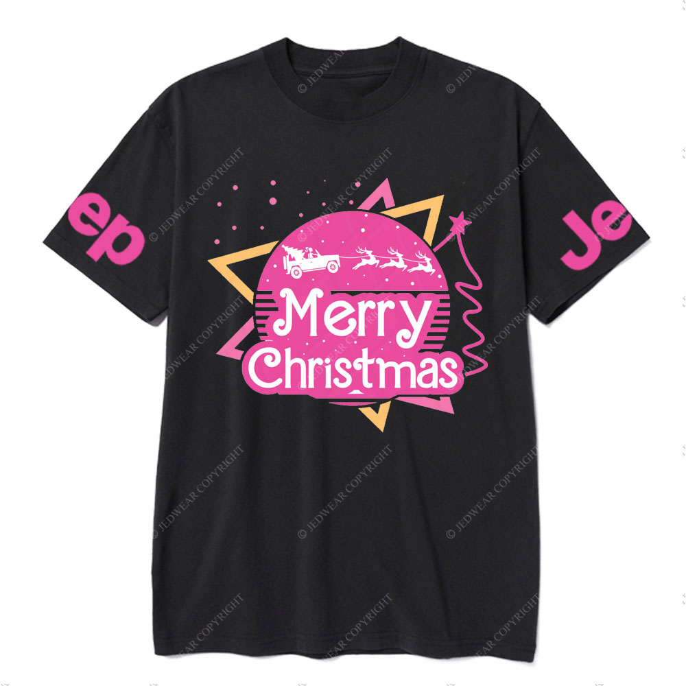 Pink Christmas Sleigh Jp Girl T-Shirt
