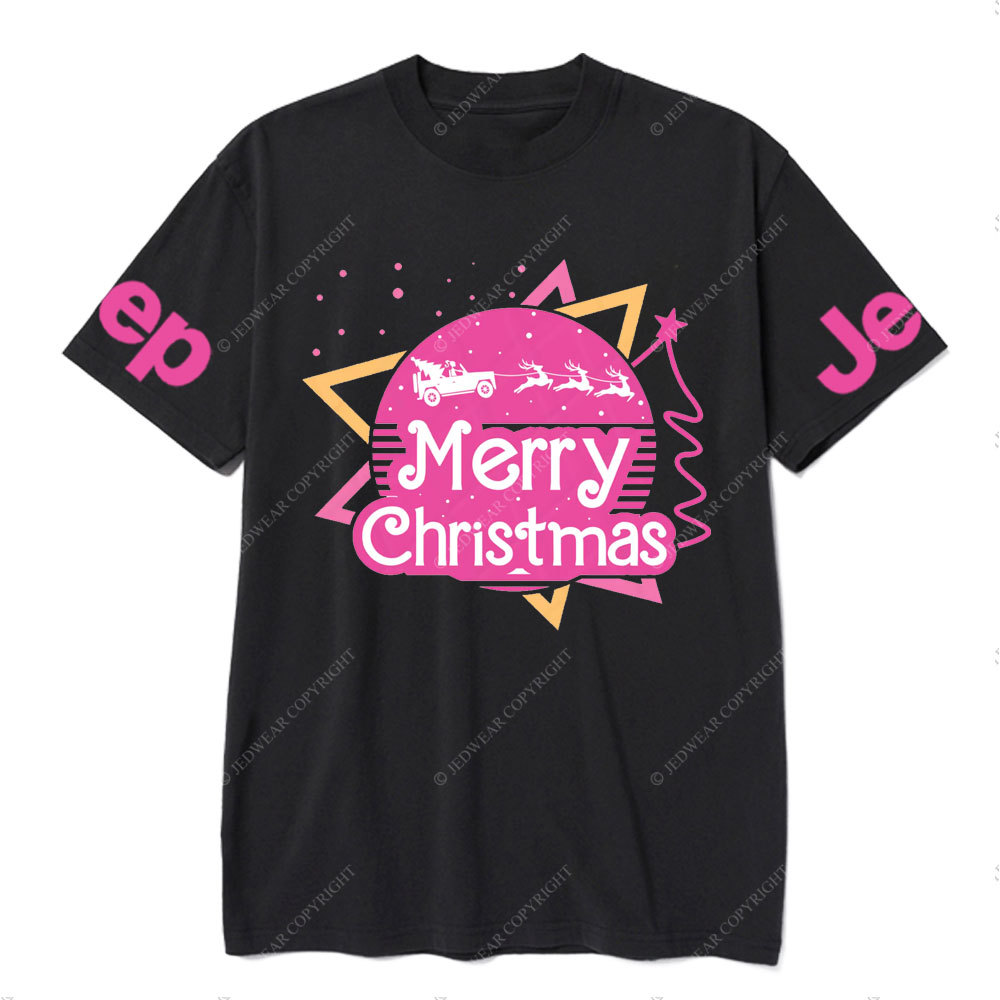 Pink Christmas Sleigh Jp Girl T-Shirt