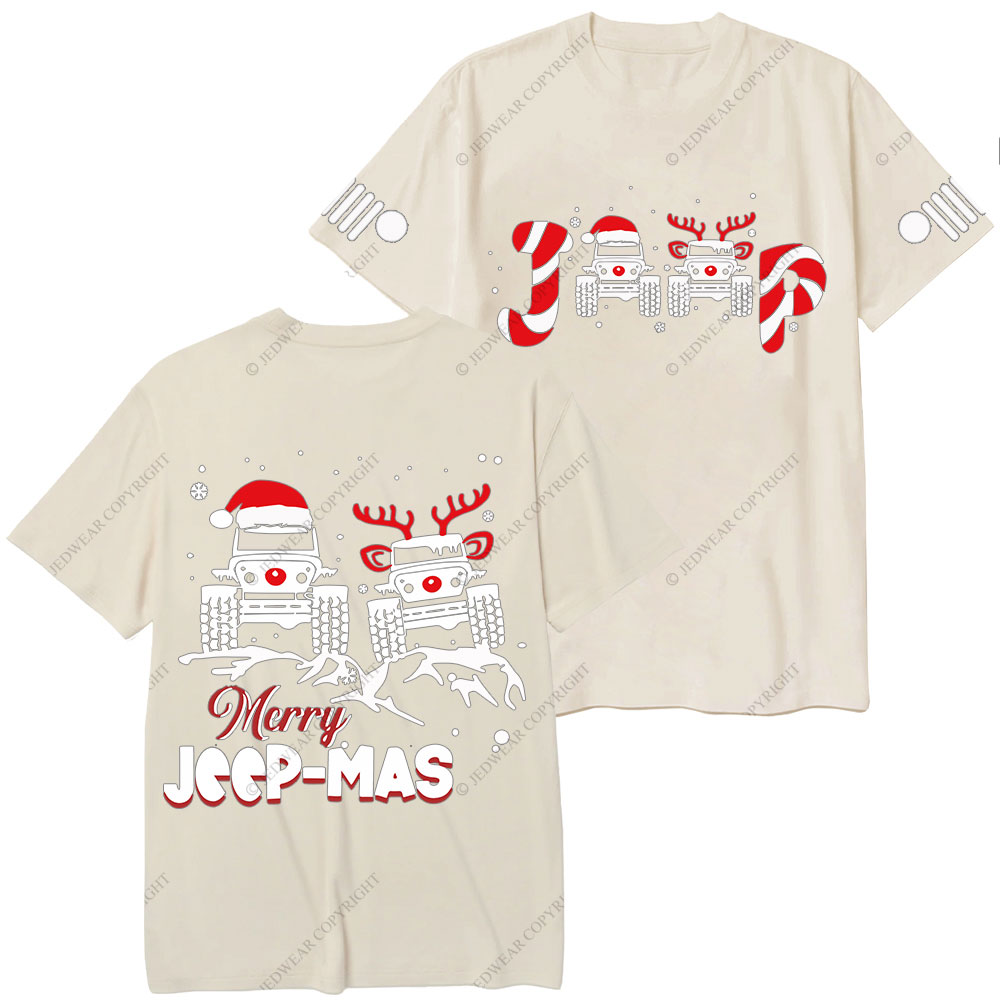 Santa Deer Candy Jp Merry Christmas Double Printed T-Shirt