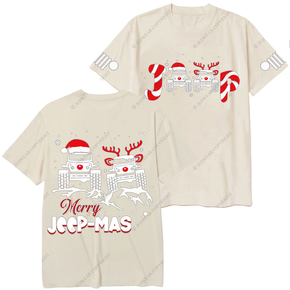 Santa Deer Candy Jp Merry Christmas Double Printed T-Shirt