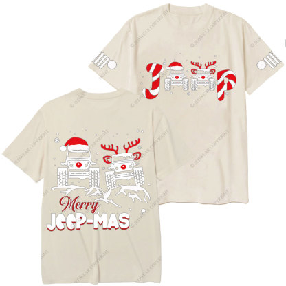 Santa Deer Candy Jp Merry Christmas Double Printed T-Shirt