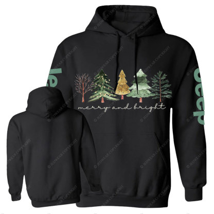 Merry and Bright Trees Jpmas Men Casual Hoodie
