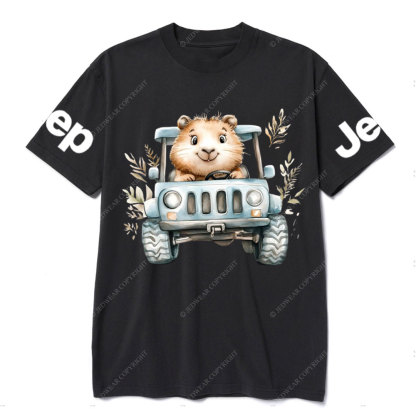 Guinea Pig Drives a Blue Jp T-Shirt