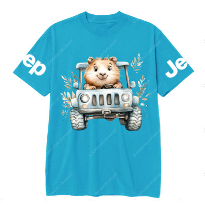 Guinea Pig Drives a Blue Jp T-Shirt