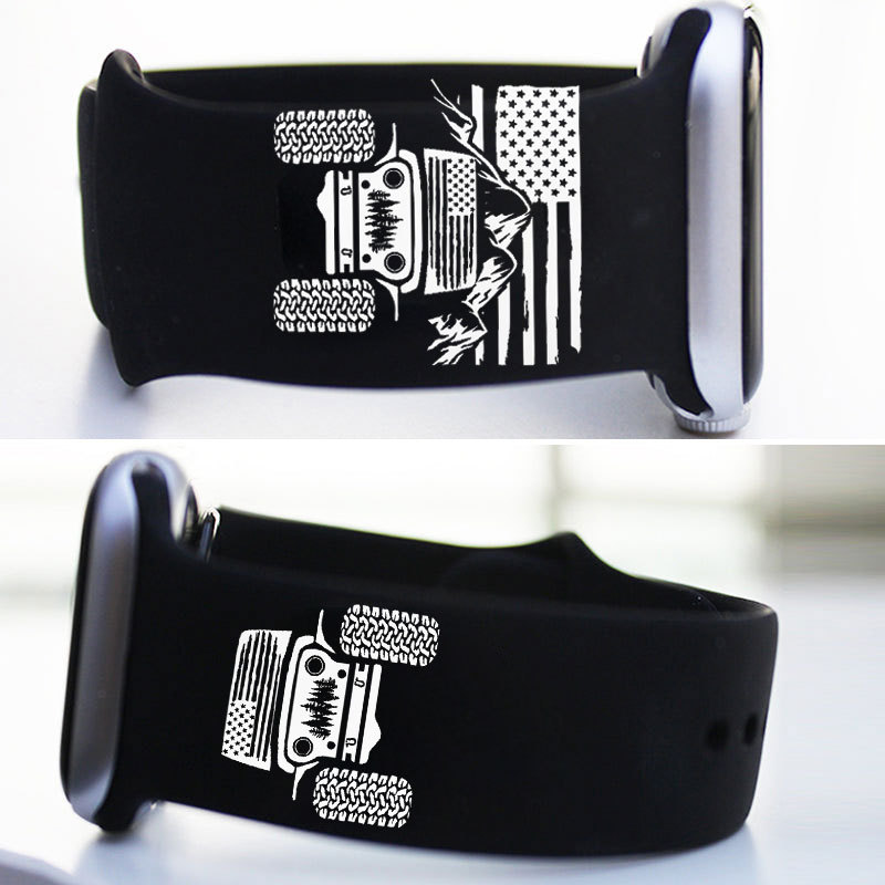 Jp American Flag Mountains Watch Band