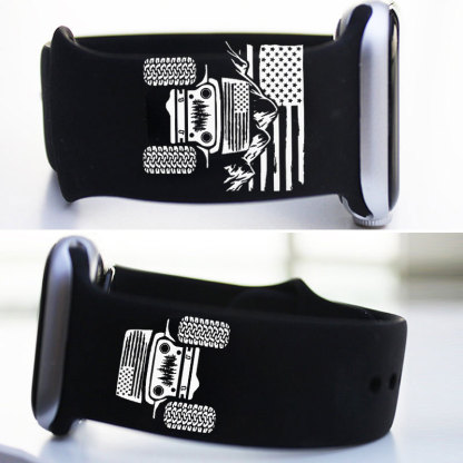 Jp American Flag Mountains Watch Band