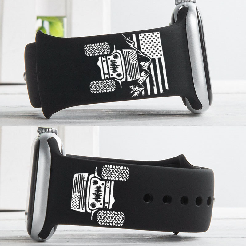 Jp American Flag Mountains Watch Band