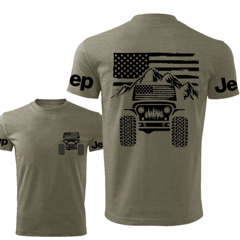 Jp American Flag Mountains Double Printed T-Shirt