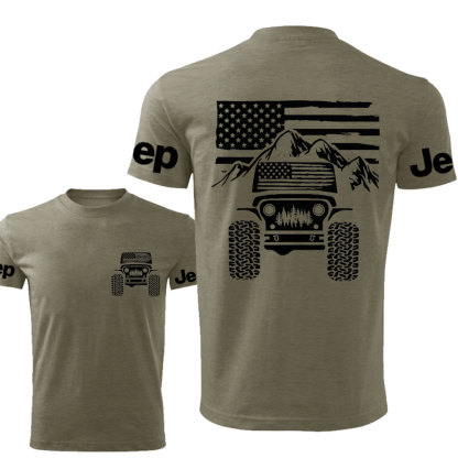 Jp American Flag Mountains Double Printed T-Shirt