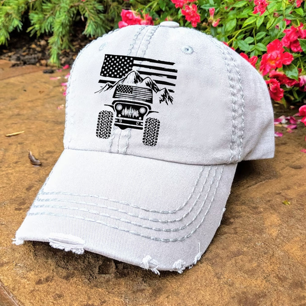 Jp American Flag Mountains Baseball Cap