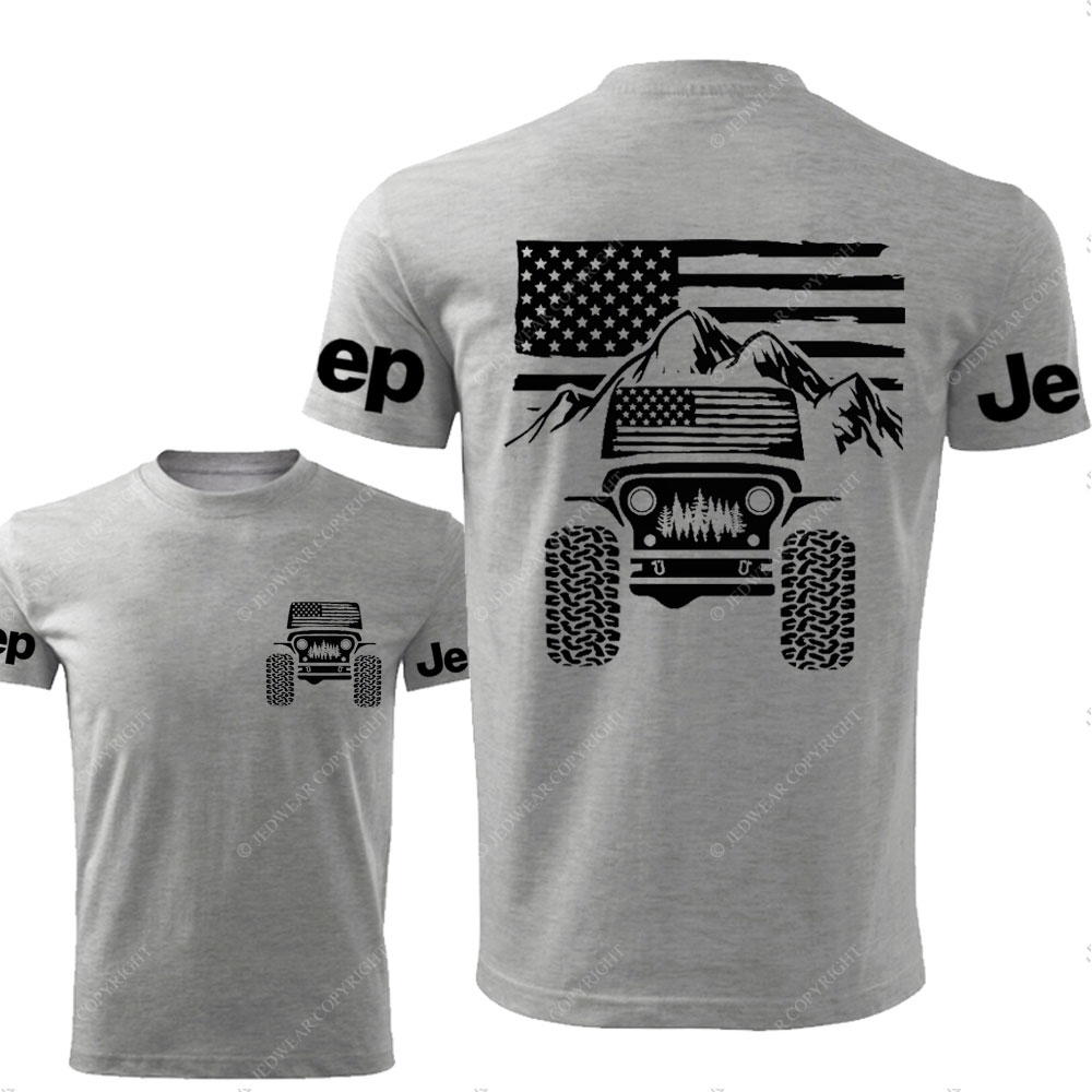 Jp American Flag Mountains Double Printed T-Shirt