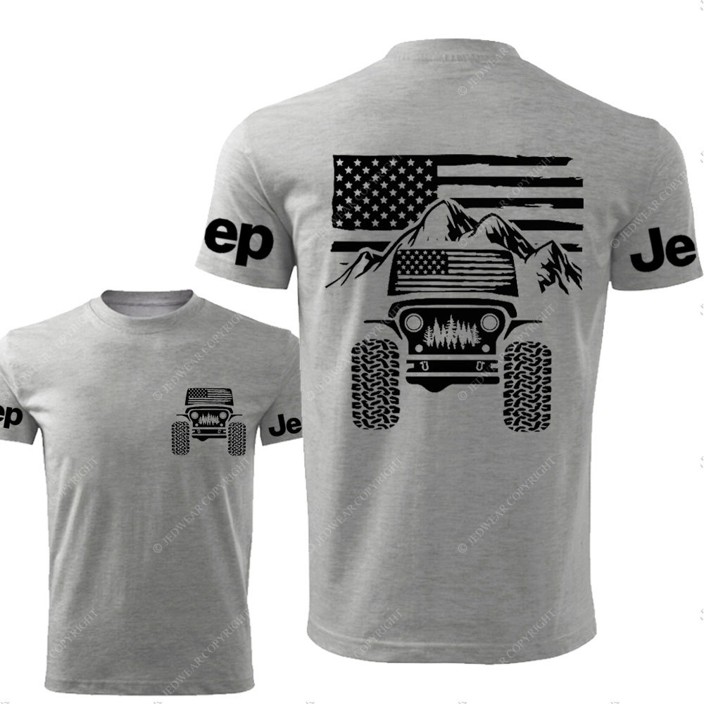 Jp American Flag Mountains Double Printed T-Shirt