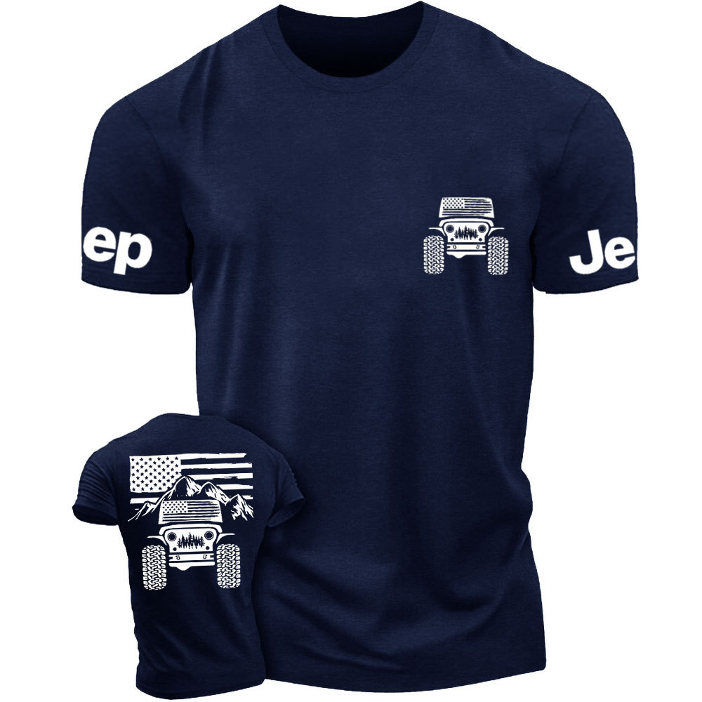 Jp American Flag Mountains Double Printed T-Shirt