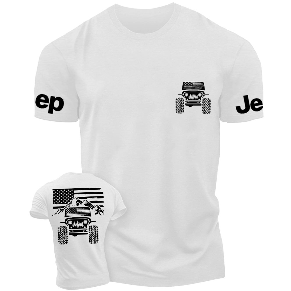 Jp American Flag Mountains Double Printed T-Shirt