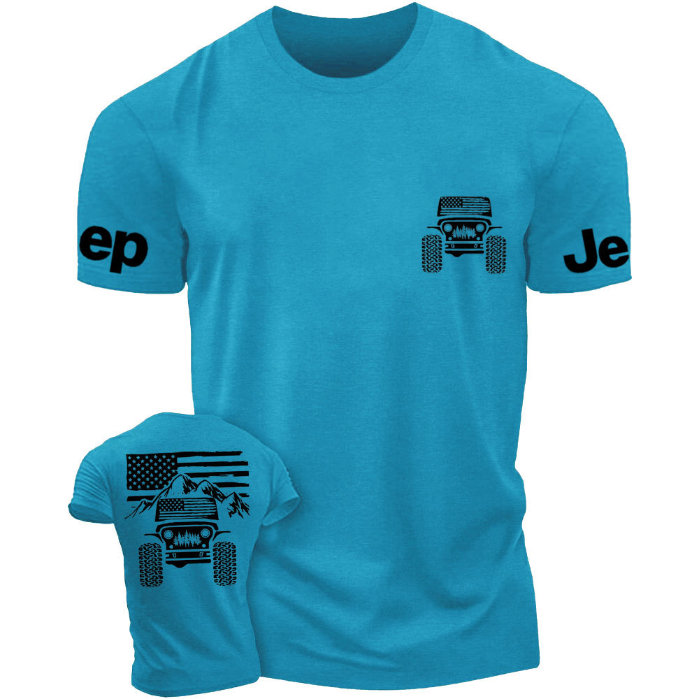 Jp American Flag Mountains Double Printed T-Shirt