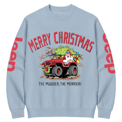 The Muddier, The Merrier Jp Off Road Santa Women Crew Neck Sweatshirt