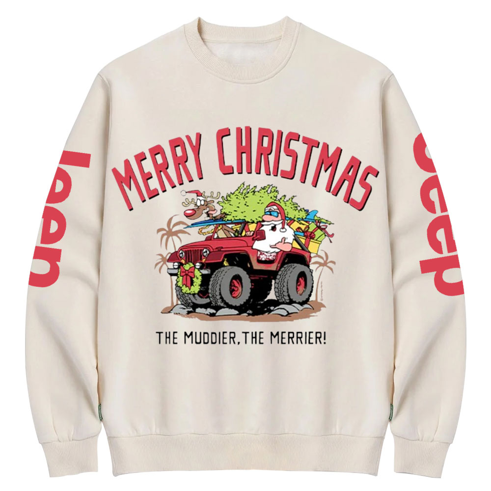 The Muddier, The Merrier Jp Off Road Santa Women Crew Neck Sweatshirt