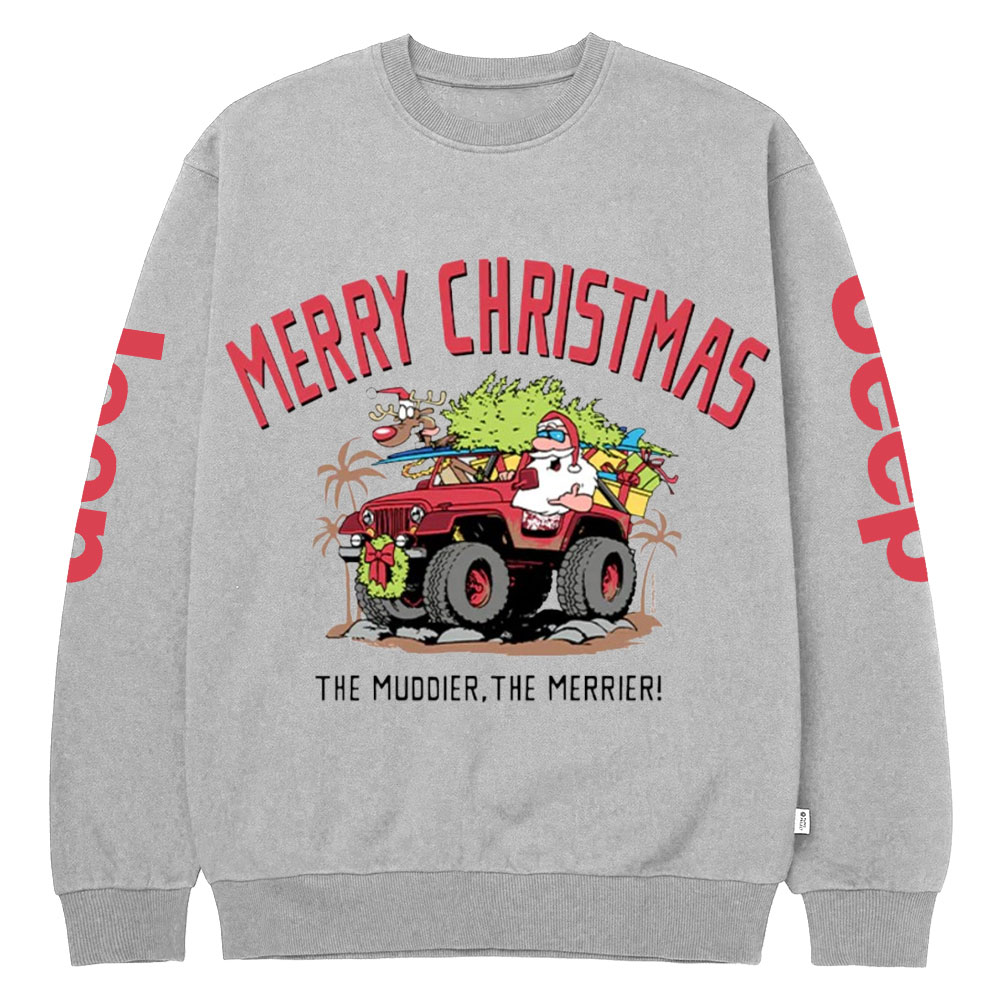 The Muddier, The Merrier Jp Off Road Santa Women Crew Neck Sweatshirt