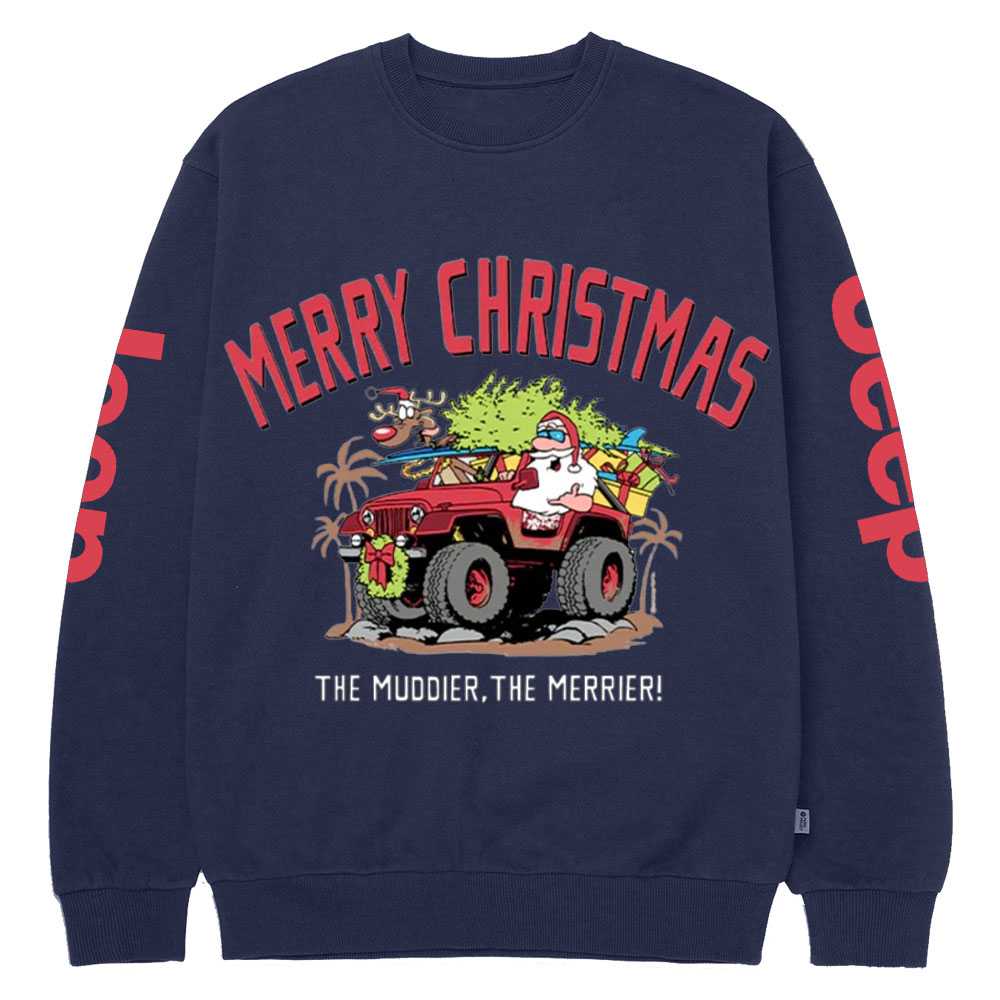 The Muddier, The Merrier Jp Off Road Santa Women Crew Neck Sweatshirt