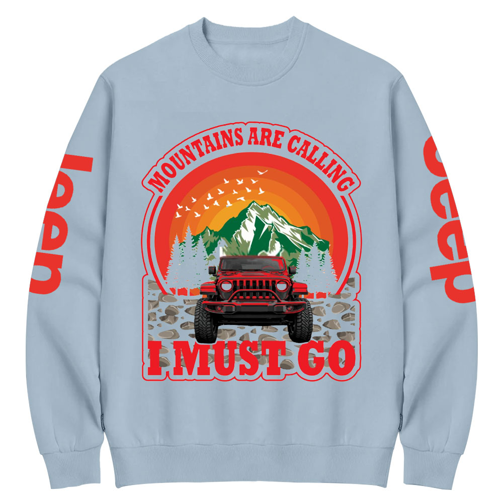 Mountains Calling Jp Adventure Red Forest Crew Neck Sweatshirt