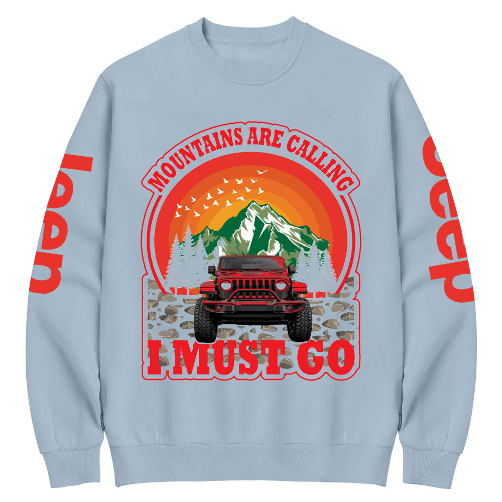 Mountains Calling Jp Adventure Red Forest Crew Neck Sweatshirt