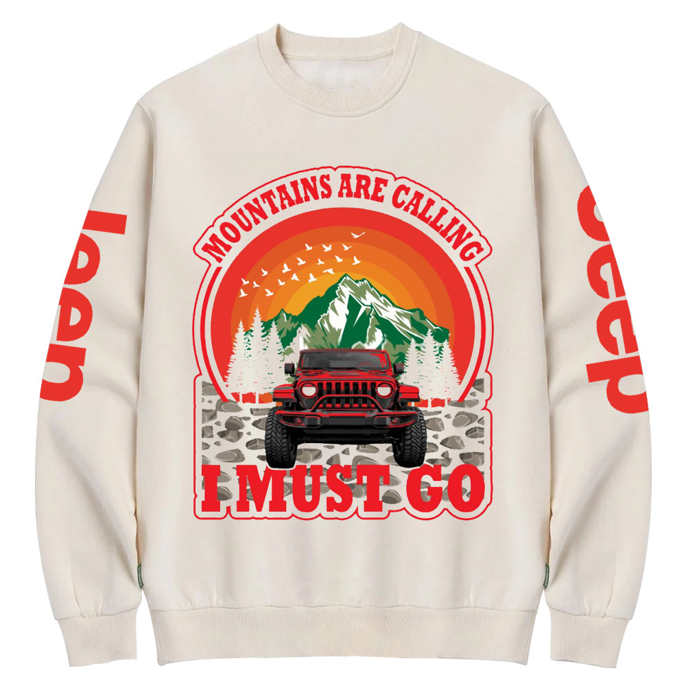Mountains Calling Jp Adventure Red Forest Crew Neck Sweatshirt