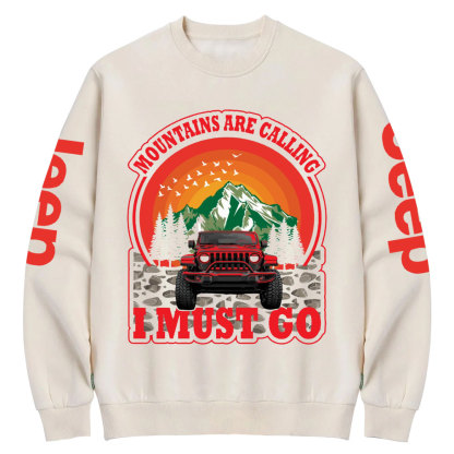 Mountains Calling Jp Adventure Red Forest Crew Neck Sweatshirt