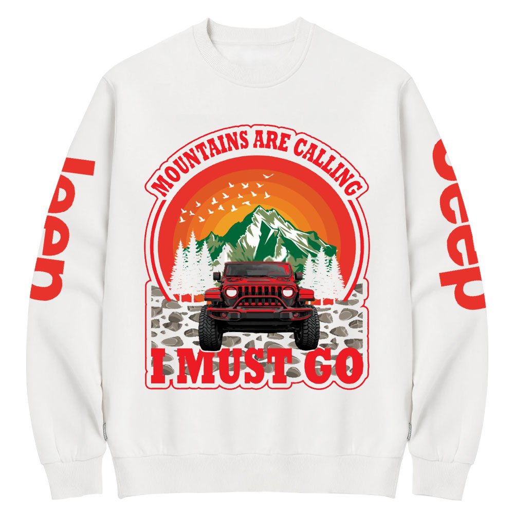 Mountains Calling Jp Adventure Red Forest Crew Neck Sweatshirt