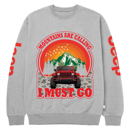 Mountains Calling Jp Adventure Red Forest Crew Neck Sweatshirt