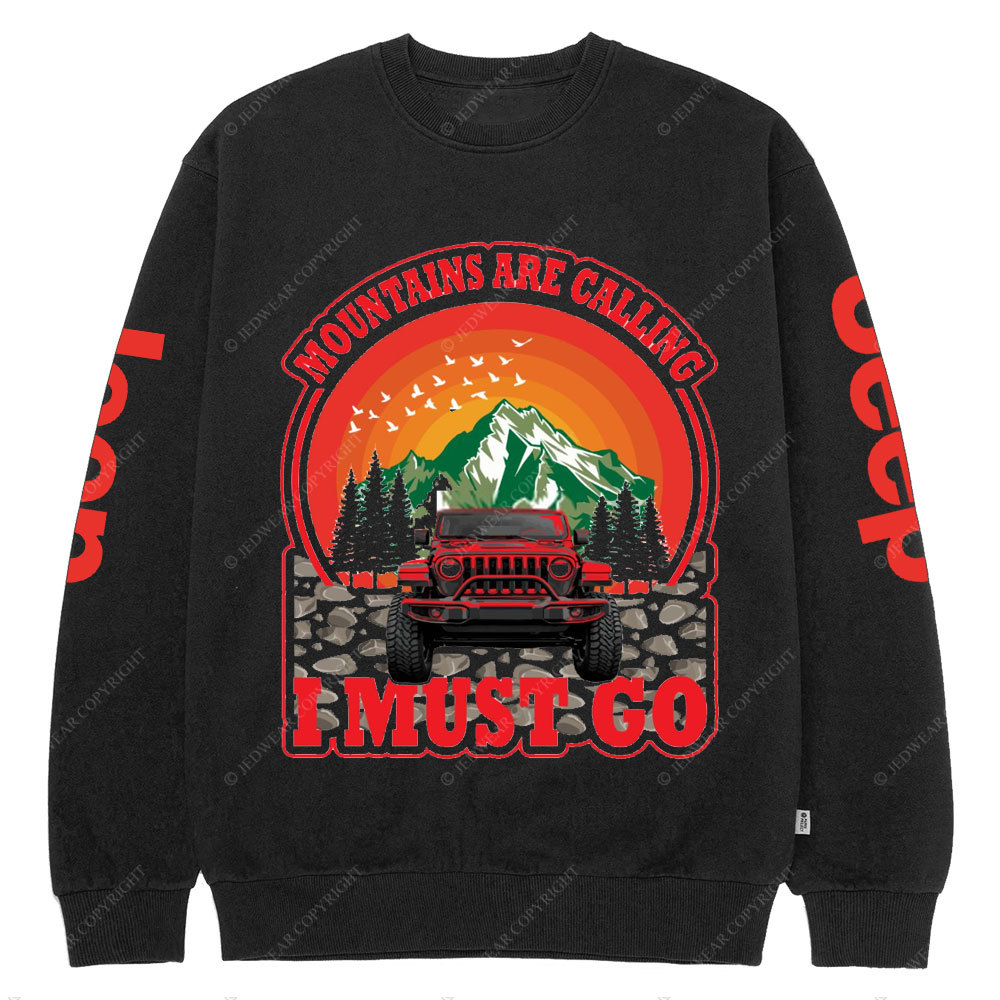 Mountains Calling Jp Adventure Red Forest Crew Neck Sweatshirt