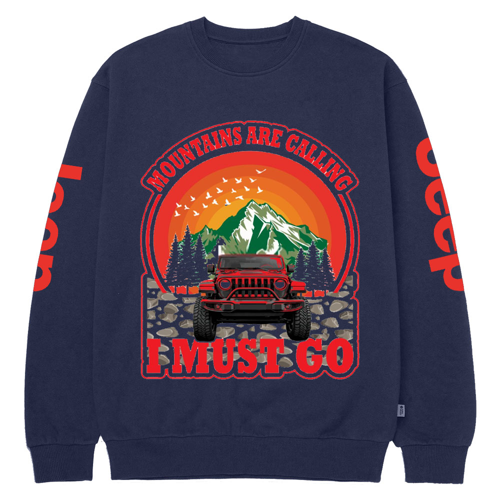 Mountains Calling Jp Adventure Red Forest Crew Neck Sweatshirt